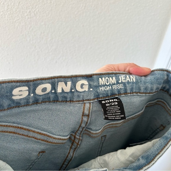 SONG Mom Jeans High Rise 9/29 Light Wash Blue Casual Rockabilly - Picture 9 of 12
